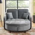 thumbnail image 3 of Timbernest Loveseat with Storage Ottoman, Convertible Sofa Bed with USB for Living Room, Gray, 3 of 10