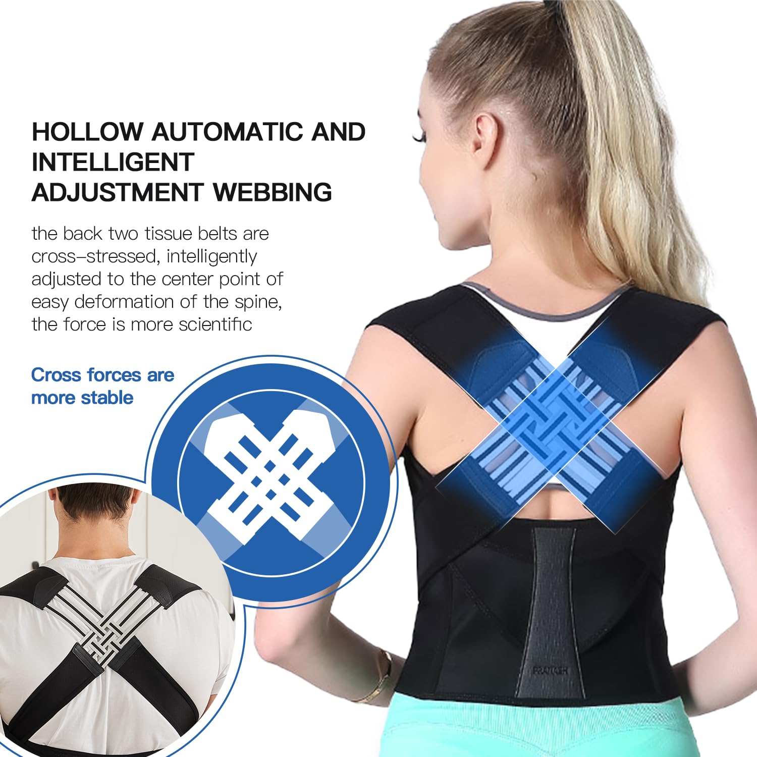 Correcteur De Posture Réglable - Attelle Dorsale Confortable - Taille S à XL - Marque Fubeichly - Neuf