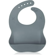 Silicone Baby Bib with 2 Holes for Paper Towel Adjustable Fit Waterproof Soft Bibs for Babies & Toddlers