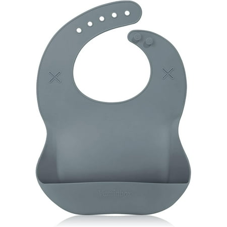 Silicone Baby Bib with 2 Holes for Paper Towel Adjustable Fit Waterproof Soft Bibs for Babies & Toddlers
