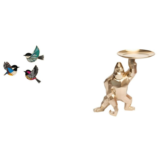 Escultura De Pájaro De Madera Para Pared Y Bandeja De Servir, Obra De Arte De Resina Para Jardín, Estudio, Casa De Campo, Porche, Sala De Estar, Decoración