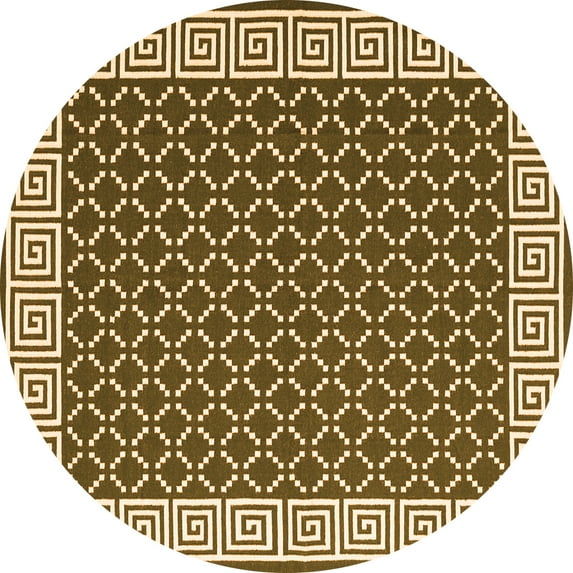 Ahgly Company Indoor Round Abstract Orange Contemporary Area Rugs, 6' Round