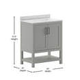 thumbnail image 5 of Emma + Oliver 30 Inch Bathroom Vanity, Single Sink Cabinet with 2 Soft Close Doors and Open Shelf, Carrara Marble Finish Countertop, Gray, 5 of 12