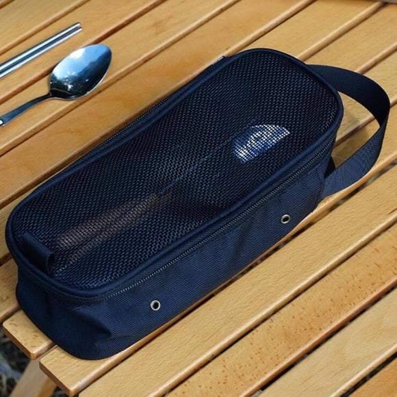 Paquete de almacenamiento de vajilla, bolsa para utensilios de cocina para acampar, organizador de utensilios de cocina, estuche de malla para cocina,