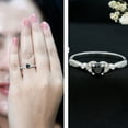 thumbnail image 3 of Rosec Jewels Natural Black Onyx Engagement Ring with Diamond - Vintage Style Ring - AAA Quality - with Jewelry Box, 925 Sterling Silver, US 8.50, 3 of 9