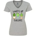 thumbnail image 3 of Inktastic What's Up Succas Funny Cacti Plants Women's V-Neck T-Shirt, 3 of 5
