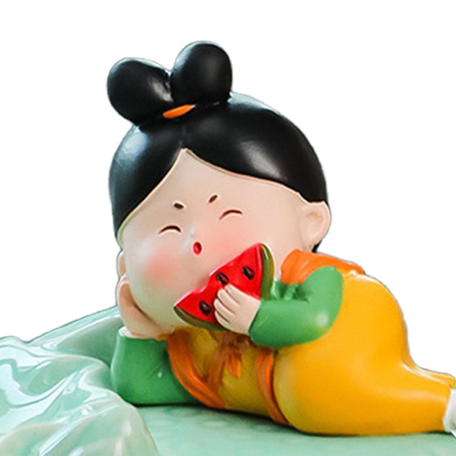 WLPZXP Coil Incense Burner Chinese Tang Girl Statue Incense Stick Holder for Farmhouse With Watermelon