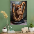 thumbnail image 2 of Finnish Spitz Cute Dog Harp Stretched Canvas Size 8x12 – Retro Finnish Spitz Dog Batter in Action With Harp for Themed Living Room, 2 of 5