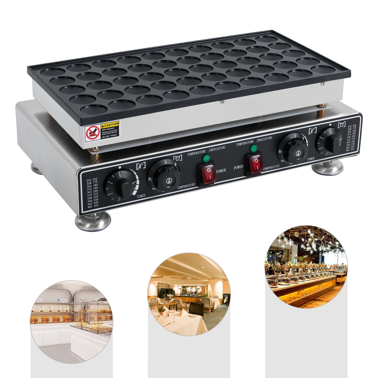 Aiqidi 50 PCS Mini Waffle Pancakes Making Machine 110V Stainless Steel Pancake Maker with Non-stick Coating 1800W Commercial Waffle Making Tool for Home and Restaurants