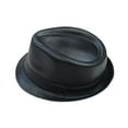 thumbnail image 2 of Fedora Hat Men's Indented Crown Gangster Style Brim (M, BLACK), 2 of 2
