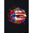 thumbnail image 3 of Camiseta informal con estampado de bandera estadounidense y estrellas para mujer: cómoda camiseta de algodón, cuello redondo y manga corta con un diseño único de labios. Camisetas informales., 3 of 7