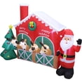 thumbnail image 3 of 9 Foot Long Christmas Inflatable Santa Claus Reindeer in Stable with Christmas Tree Cute Lights Lighted Blowup Party Decoration for Outdoor Indoor Home Garden Family Prop Yard, 3 of 4