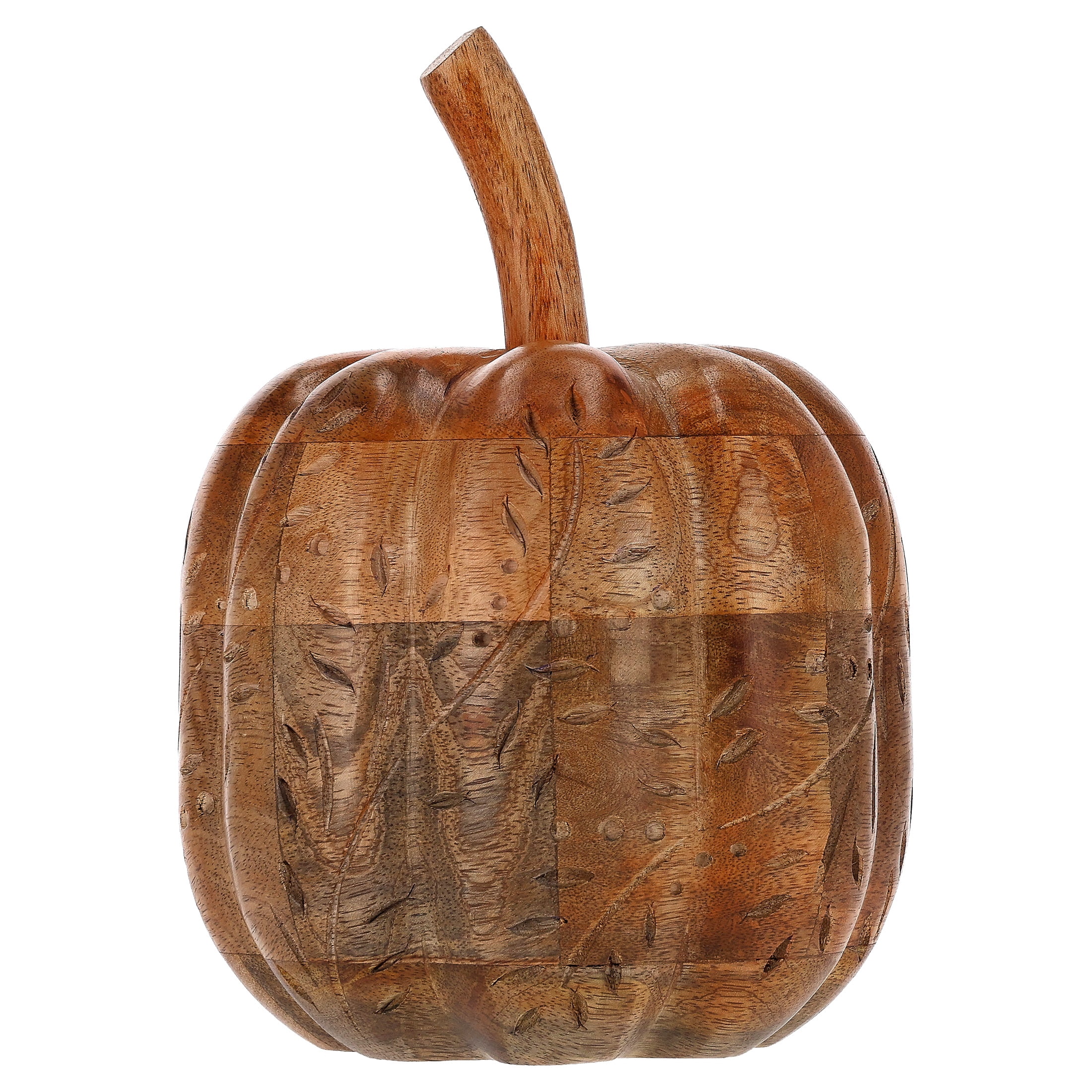 Wood Carved Tall Pumpkin Tabletop Decoration, Brown, 8.75", Fall by Way To Celebrate