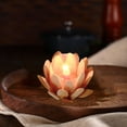 thumbnail image 1 of Fiudx Candelabro de Madera con Forma de Pétalo - Portavelas Decorativo para El Hogar, Bar y Mesa - Madera Marrón Natural, 12,05 X 12,5 X 9,5 Cm - Iluminación Romántica, 1 of 6