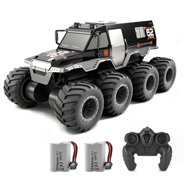 Coche Anfibio Control Remoto 2 4G Coche Escalada Vehículo Con Tracción en Ocho Ruedas Juguete para D846 (negro 2 Baterías