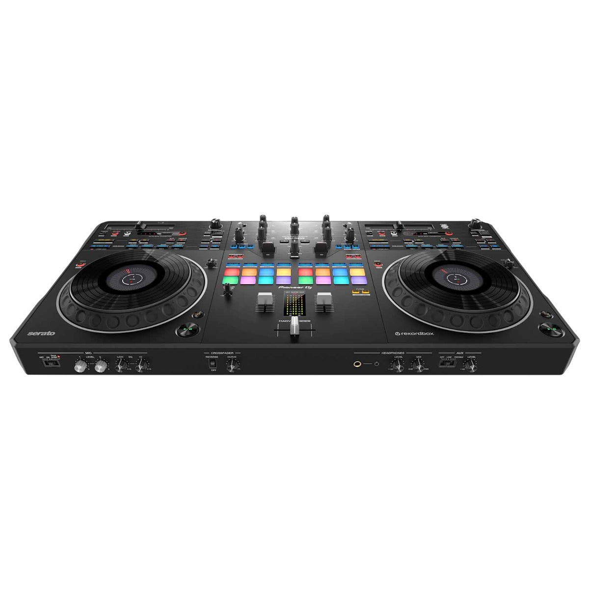 Pioneer DJ DDJ-REV5 DJ Controller with Black Flight Style Road Case & RGB LED Strip Kit Package