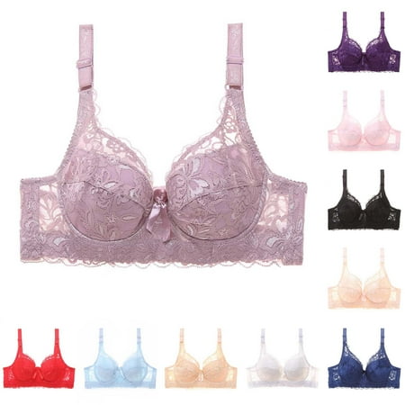 YUGYXL Women s Front Closure Lace Bra Comfy Push up Bra Sports Bras for Women High Support Shape Full Coverage Seamless Lift Everyday Bras Today Sales Red XXL