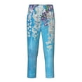 thumbnail image 2 of Gukieu Hanging Orchids Floral Blue Print Youth Home Trousers, Elastic Waistband with Pockets for Home and Outing, Suitable for Children Aged 5-16-Small, 2 of 6