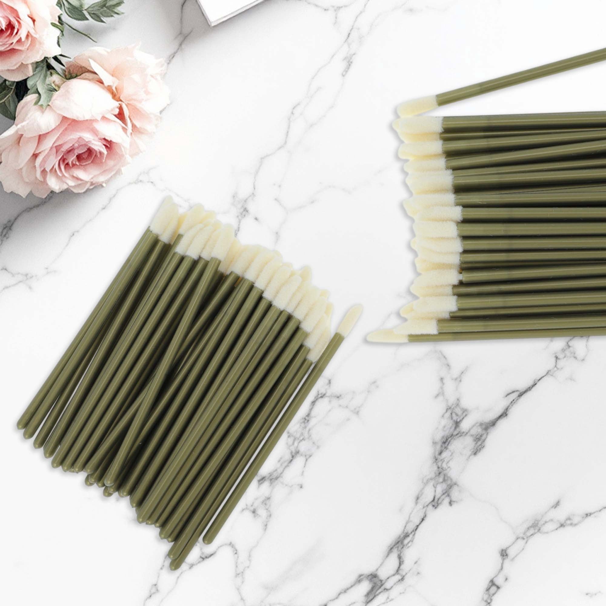 Unique Bargains 100 Pcs Disposable Barreled Solid Rod Lip Brush for Vacation Gold Tone