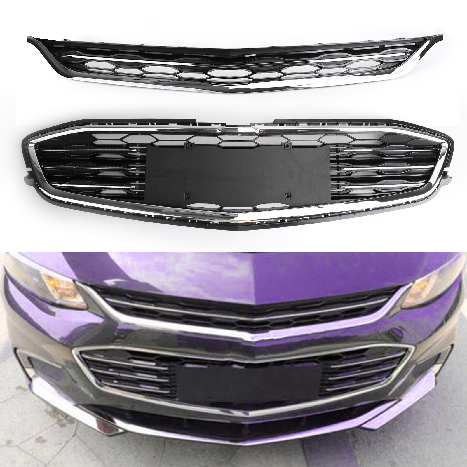 Matte Black ABS 3D Wave Mesh Front Bumper Grille//Grill for 97-99 Chevy Malibu