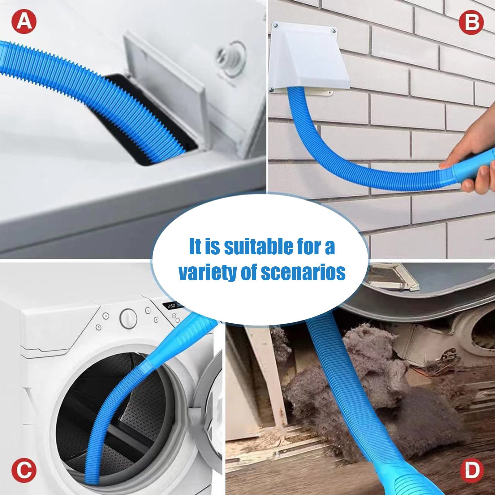 Dryer Vent Cleaning Kit with Washer Cleaning Brush and Hose Coil Brush, 3-Piece Set for Dryer Vent Hose and Washer Maintenance