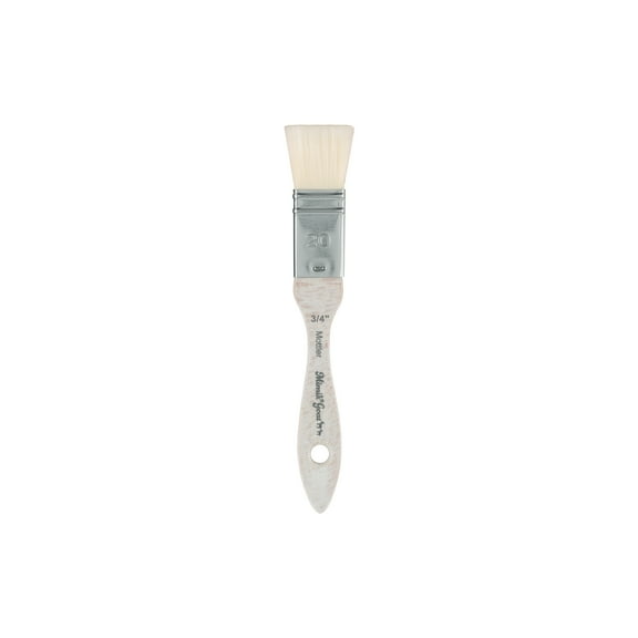 Mimik Synthetic Goat Hair Mottler Paint Brush 3/4" - Short Handle Flat Watercolor Brush- Soft, Absorbent, Synthetic Paint Brush for Watercolor, Oil & Acrylic- Rust-Proof Ferrule- Handmade in Germany