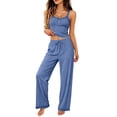 thumbnail image 3 of Rvasteizo Plus Size Sleepwear Lace Sleeveless Cami Elastic Waist Full Length Pants Sleepwear, 3 of 5