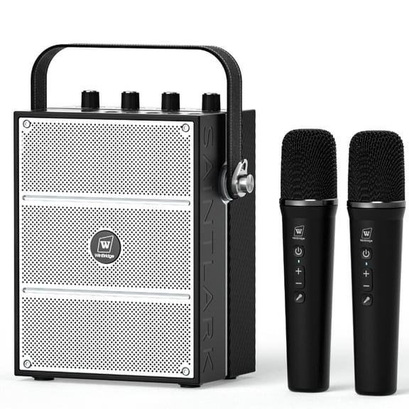 HW HAOWORKS Portable PA System & Karaoke Machine with 2 Wireless Mics, 100W Powerful Pro Sound Bluetooth Party Speaker, Support USB/TF/AUX/Guitar for Outdoor/Home Events - S99