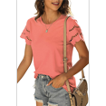 thumbnail image 3 of Camisetas de Corta con Encaje para Mujer, Blusas de Verano, Camisetas Informales Holgadas. Naranja Rojo XXL, 3 of 5