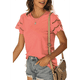 thumbnail image 3 of Camisetas de Corta con Encaje para Mujer, Blusas de Verano, Camisetas Informales Holgadas. Naranja Rojo XXL, 3 of 5