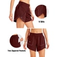 thumbnail image 3 of 5" Athletic Running Shorts for Women with Zipper Pocket Quick Dry High Waisted Gym Workout Shorts with Liner Red S, 3 of 6