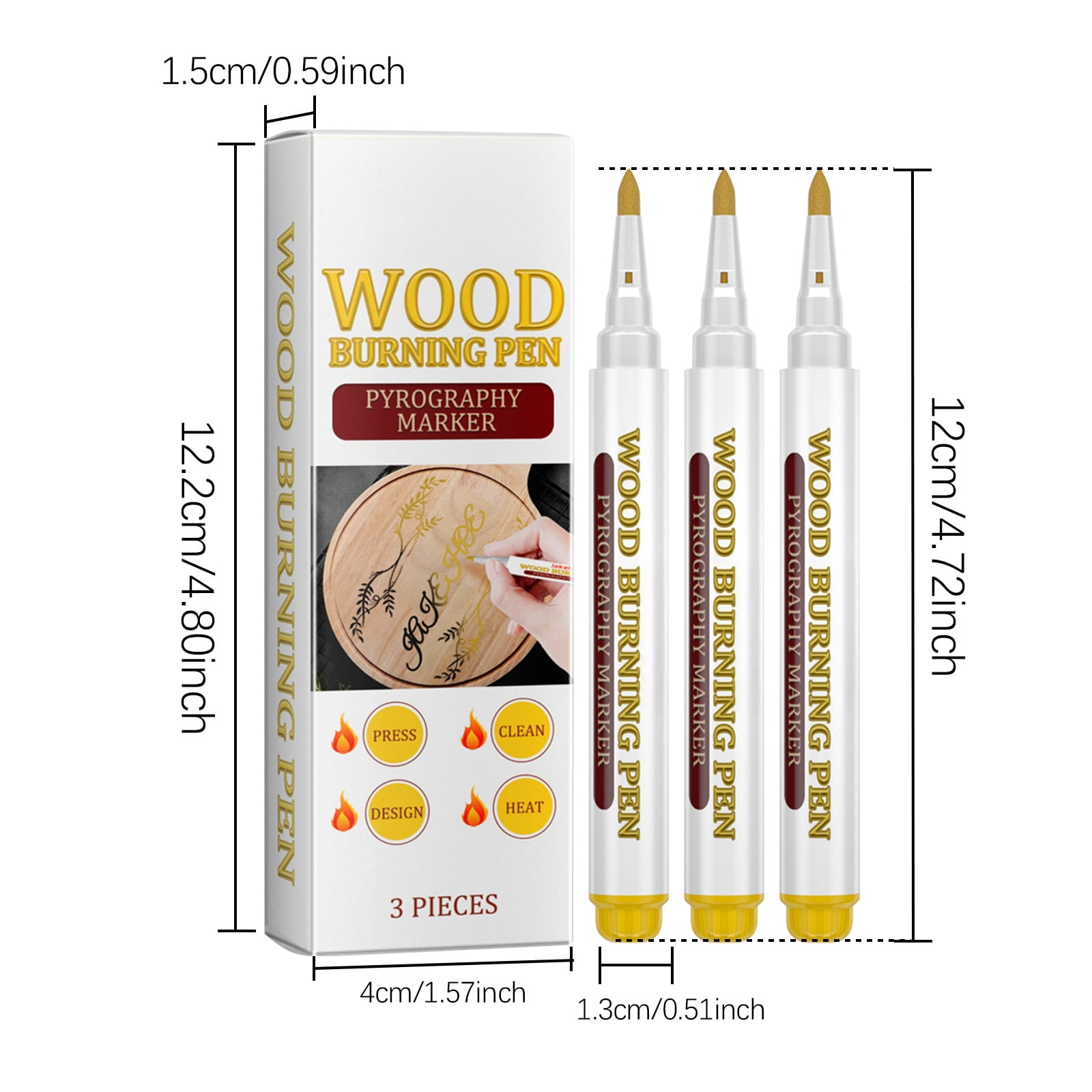 Alvantor Wood Burning Pen Pyrography Marker for Creative Wood Art, DIY Projects, 3PCS