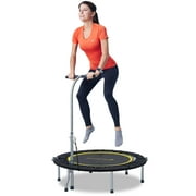 SkyBound Boogie Bounce Foldable Mini Trampoline 39 Inch, in-Home Cardio Fitness Rebounder with Adjustable T-Bar Handle,Exercise Trampoline for Adult, Fitness Trampoline for Workout Trainer