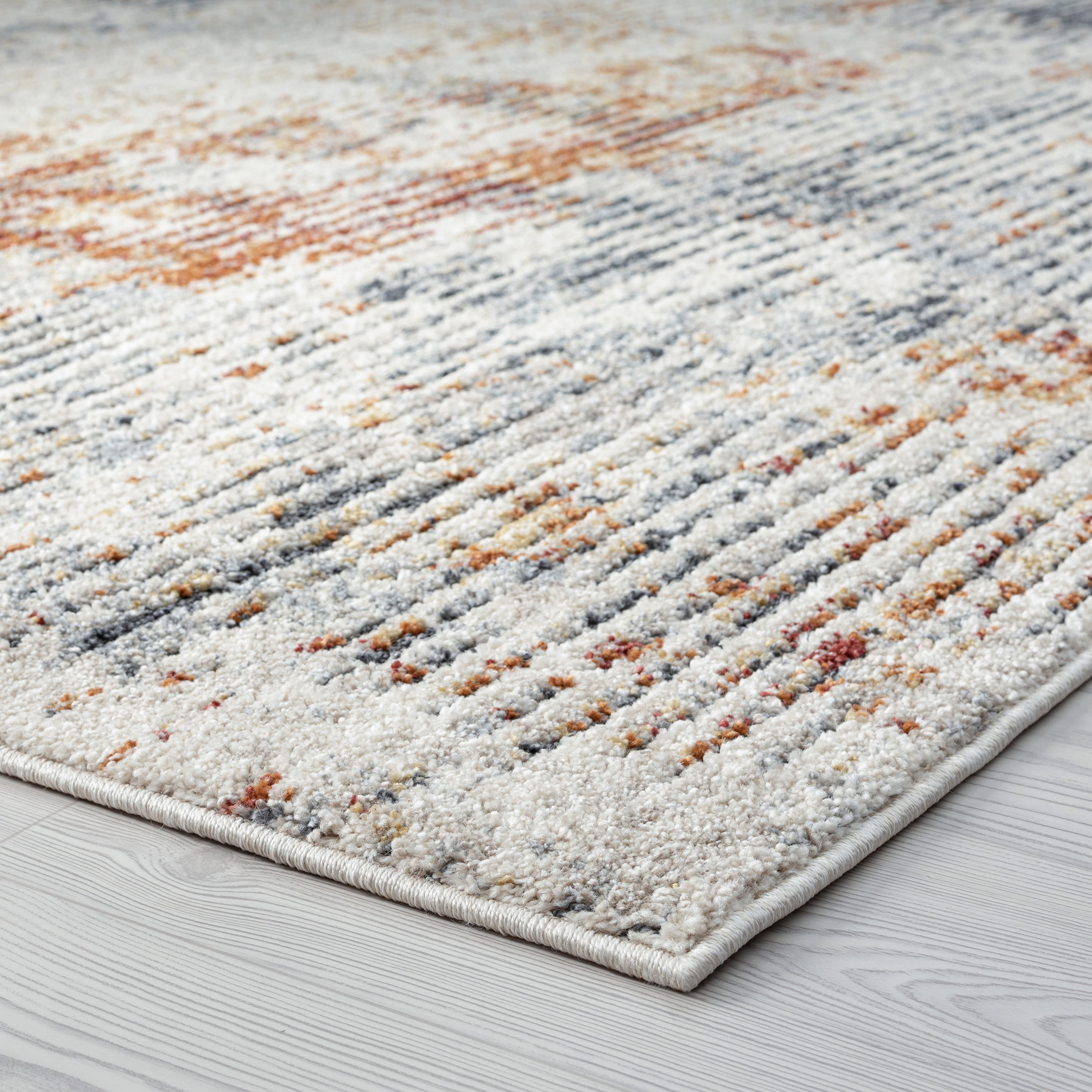 Contemporary 2x8 Area Rug (2'3'' x 7'3'') Abstract Gray, Rust Indoor Runner Easy to Clean