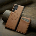 thumbnail image 2 of Nalacover Case Compatible for Samsung Galaxy S23 Ultra, [Support MagSafe Wireless Charging] Flip Magnetic Premium Leather Wallet Cover with Detachable Card Holder Kickstand Shockproof Case, Brown, 2 of 10