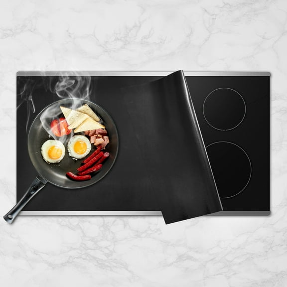 KitchenRaku Large Induction Cooktop Protector Mat 21.2x35.4 Inch, Magnetic Electric Stove Covers Antistrike Glass Top Stove Cover, Silicone Induction Cooktop Mat for Electric StoveTop