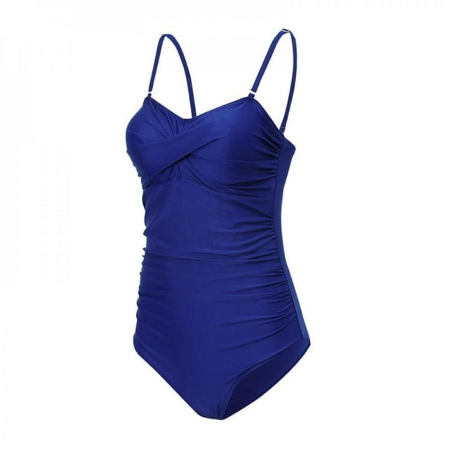 Women‘s Summer One Piece Tummy Control Swimwear Boyleg Ruched Swimsuit Stripes XL