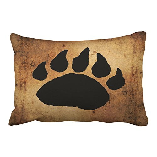 WinHome Vintage Lovely Black Bear Paw Print Pillow Decorative Polyester