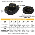 thumbnail image 5 of Dream Apparel Black Leather Cowboy Western Hat for Men and Woman Felt Studded Steampunk Hat Halloween Costume XXL, 5 of 8