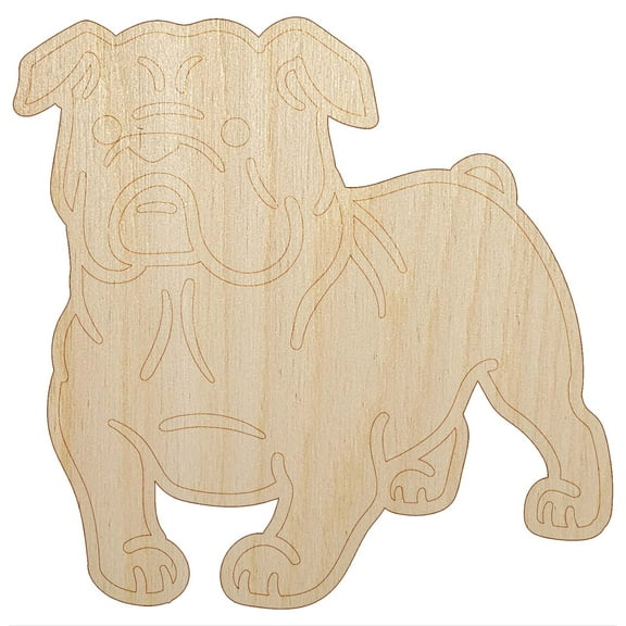 English Bulldog Standing Dog Wood Shape Unfinished Piece Cutout Craft DIY Projects - 4.70 Inch Size - 1/8 Inch Thick