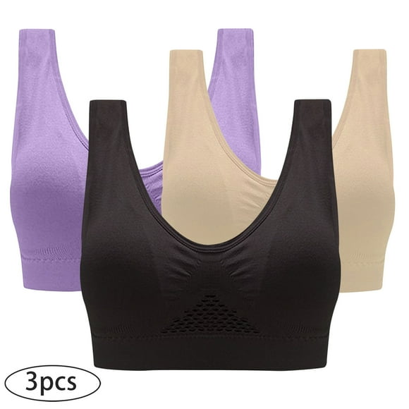 Ymeng Front Zipper Sports Bras for Women Clearance 3-Pack Women Sports Bra without Wire Free Support Yoga Running Underwears Sale Multicolor S