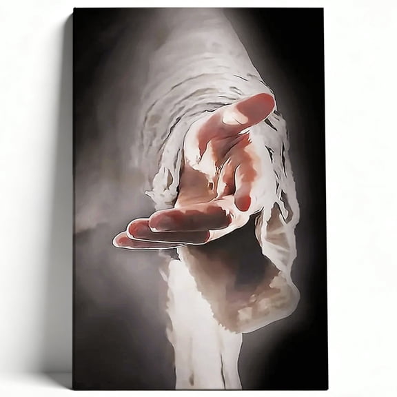 Sacred Hand of God Reaching Out Canvas Wall Art Inspirational Jesus Savior Painting Religious Hope Poster Living Room Bedroom Decor Print Ready to Hang 8*12