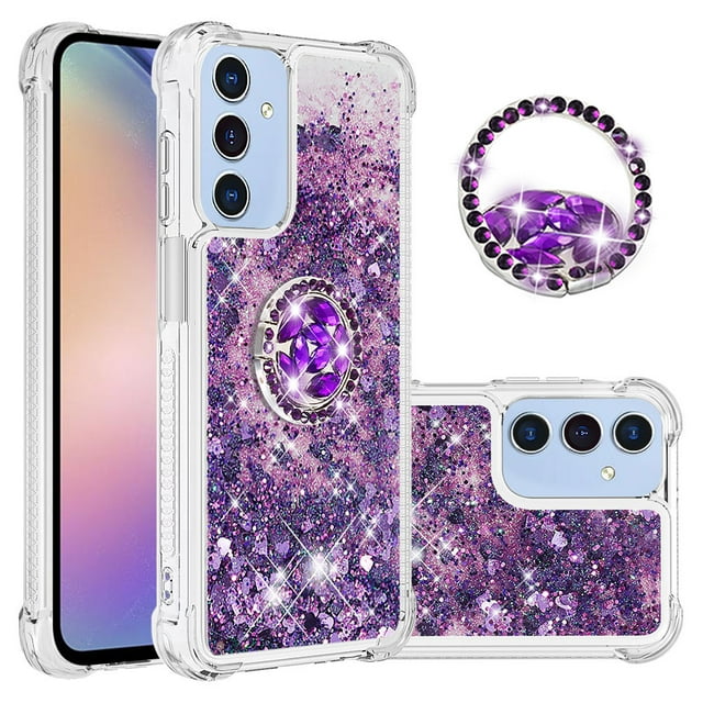 Case for FOXDOCK Sansung Galaxy A16 Full Corner Protection Glitter Phone Case with Ring Holder