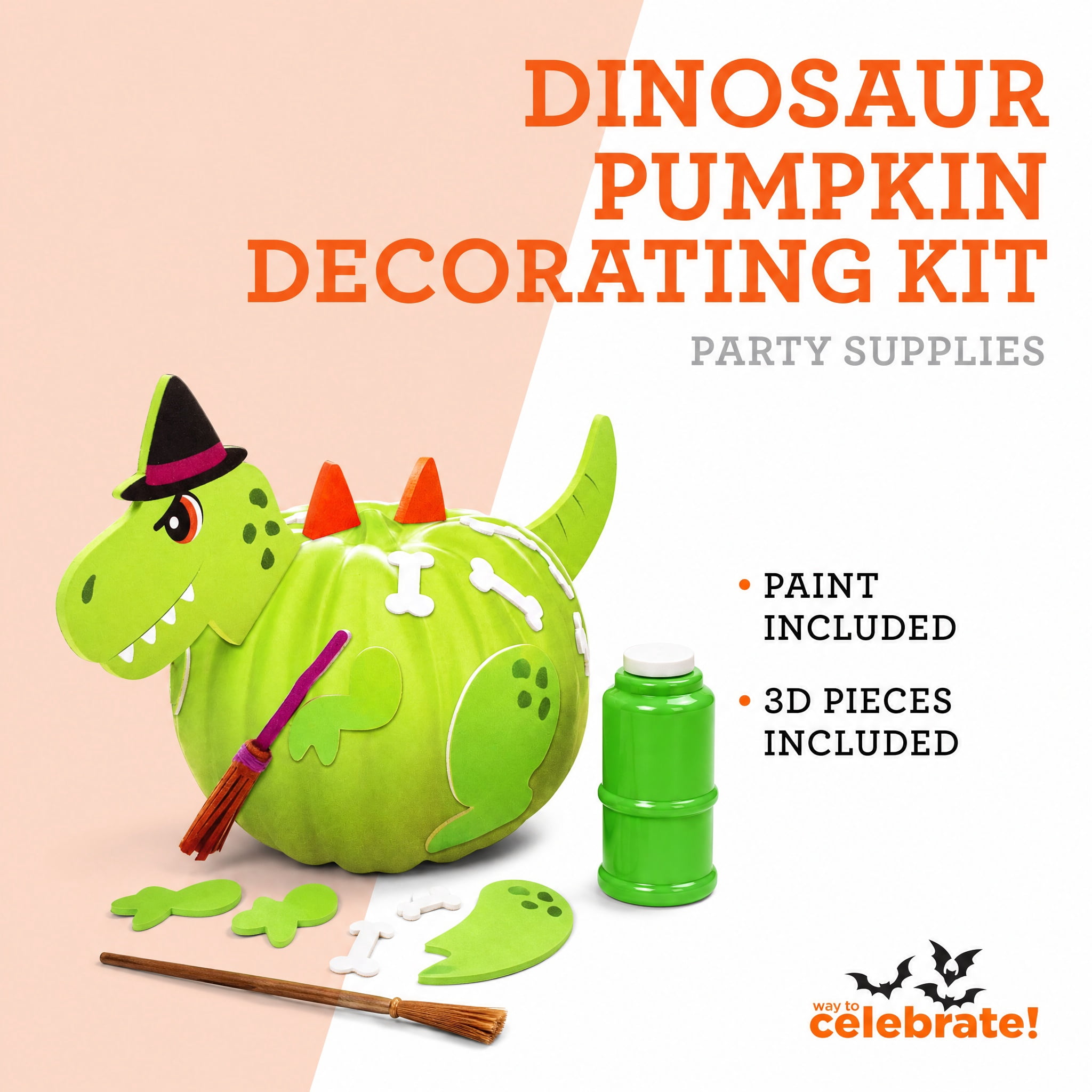 Dinosaur Pumpkin Decorating Kit, Multicolor, Halloween by Way To Celebrate