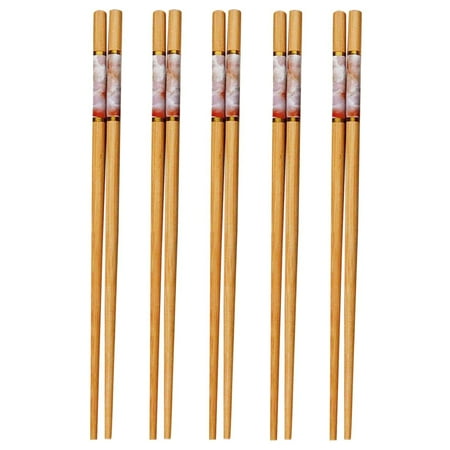 

Fanteecy Tableware 5 Pairs Chopsticks Reusable Chopsticks Set Classic Natural Chopsticks Colorful Print Chopsticks 5 Chopsticks