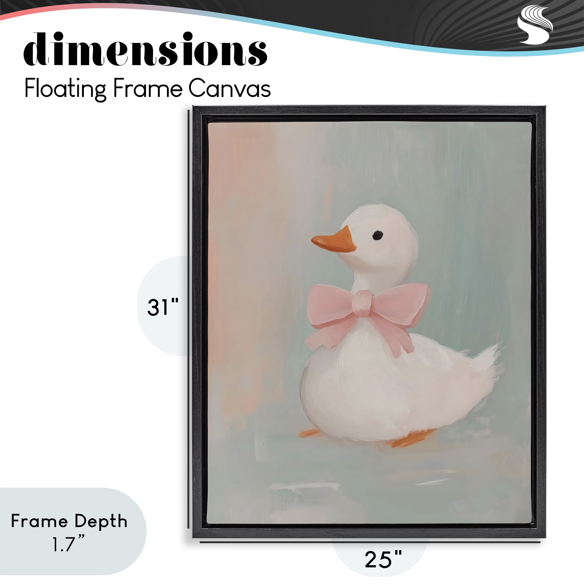 Stupell Industries Duckling Portrait with Bow Black Framed Floater Canvas Wall Art, design by The Prints Vibe