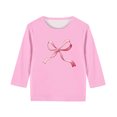 thumbnail image 3 of Girls' Bow Print Valentine's Day T-shirt 3/4 Sleeve Crew Neck Shirt Casual Loose Graphic Tee (3-14 Years), 3 of 5