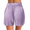 thumbnail image 6 of Hvot&aat Womens Solid Striped Shorts Elastic Waist Straight Shorts Soft Wide Leg Shorts Lightweight Lounge Shorts, 6 of 6