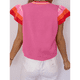 thumbnail image 4 of Suéter Ligero de Punto Holgado con Cuello Redondo Informal de Corta de Verano para Mujer. Rosa Roja M, 4 of 7