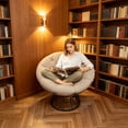 thumbnail image 7 of Ergonomic 360° Rotating Wicker Papasang Chair, Indoor & Outdoor Rattan Chair, Soft Cushion & High-Capacity Steel Frame Are Very Suitable For Living Room, Bedroom & Reading Room, 7 of 7